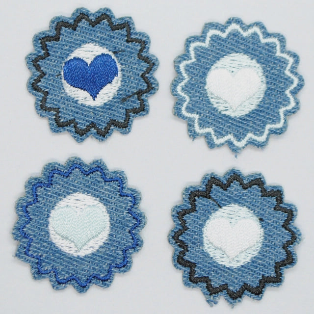 Applikation blomster Denim 4 stk.