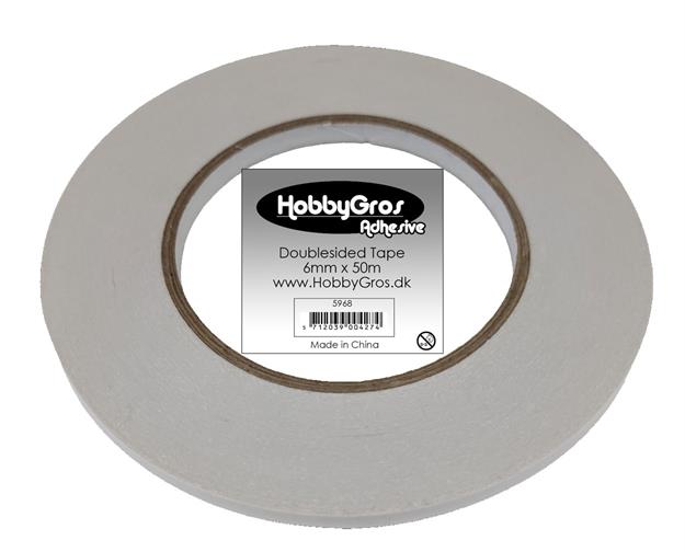 Hobbygros - Dobbeltklæbende Tape - 6 Mm. x 50 M.