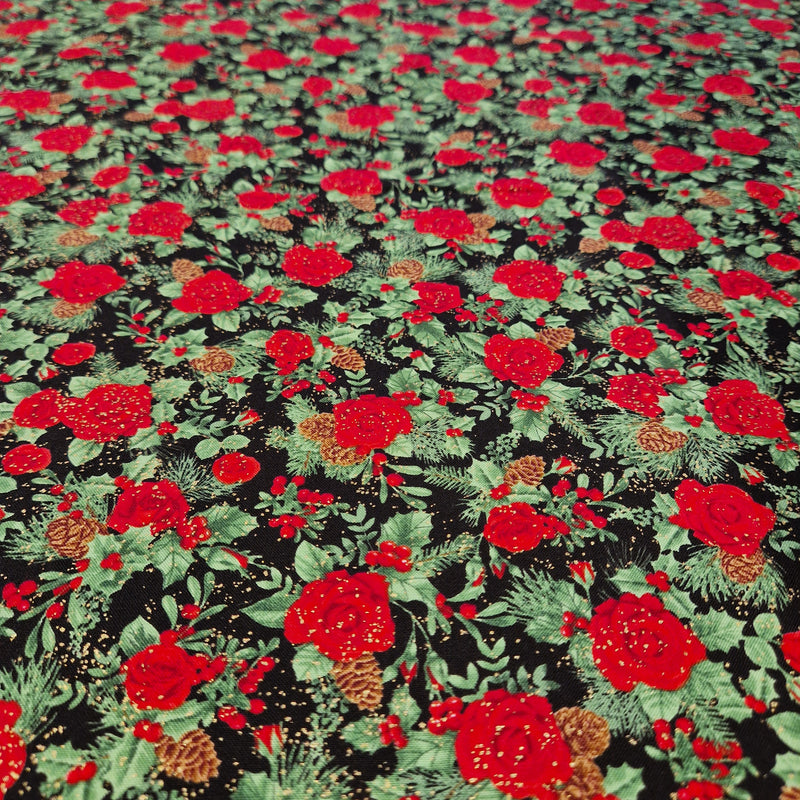 Timeless Treasures - Patchworkstof Winter Rose #2634 - 2895-BLK