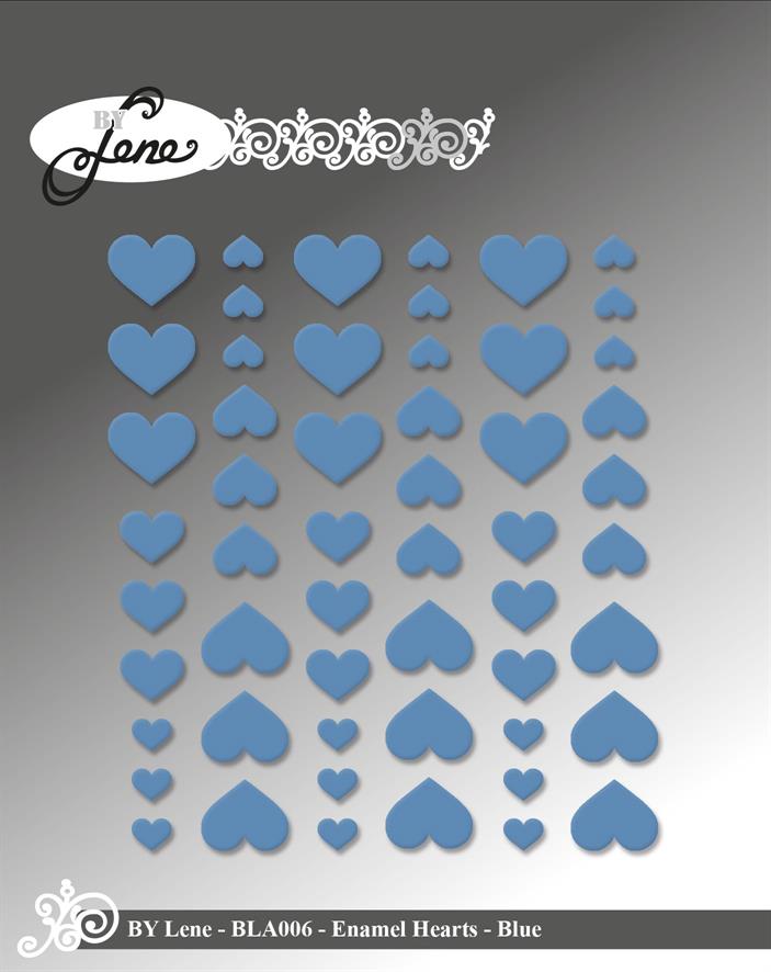 By Lene - Enamel Hearts BLA006 - Blå
