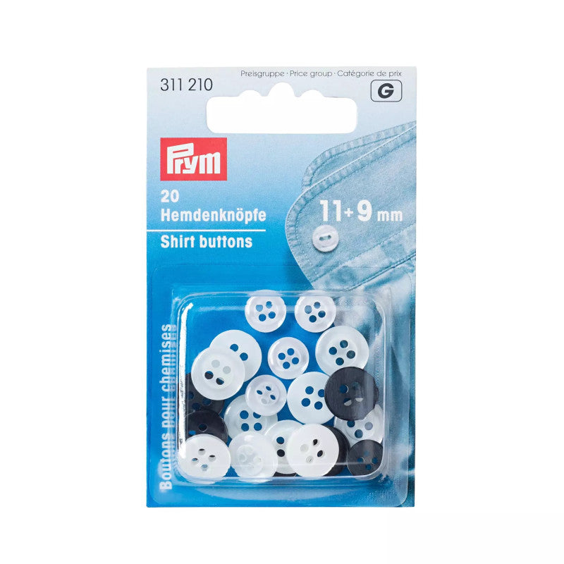 Prym - Skjorteknapper - 9 + 11 Mm.