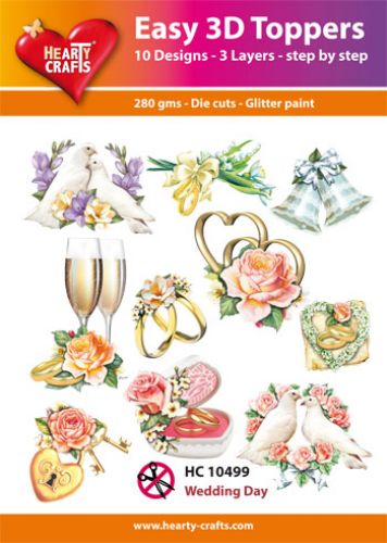 Hearty Crafts - Easy 3D Toppers Wedding Day - HC 10499