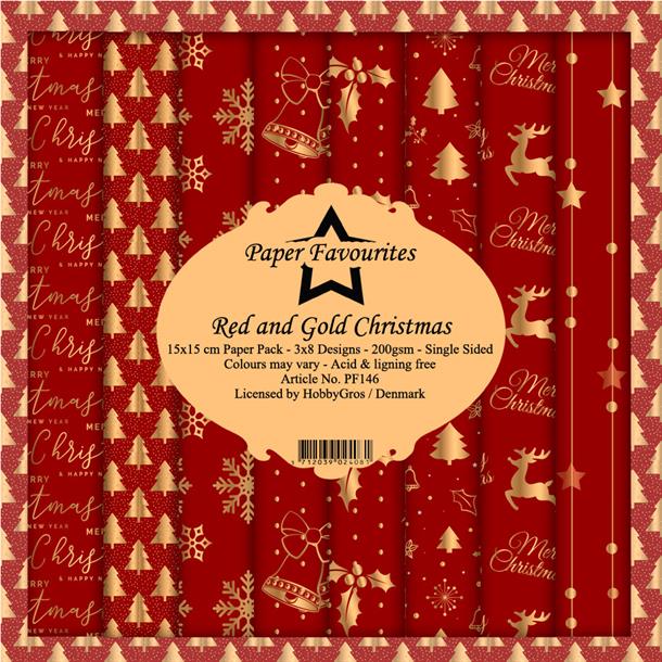 Paper Favourites - Pyntepapir 15 X 15 Cm. Red & Gold - PF146