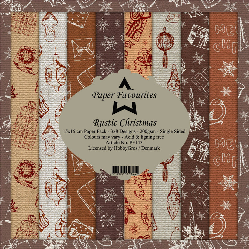 Paper Favourites - Pyntepapir 15 X 15 Cm. Rustic Christmas - PF143