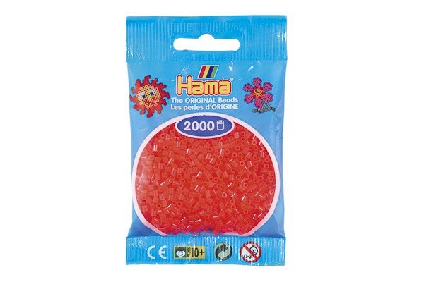 Hama - Mini Perler 2000 Stk. Neon Rød - 501-35