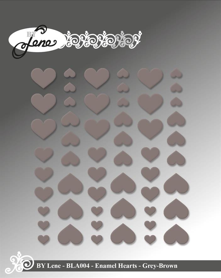 By Lene - Enamel Hearts BLA004 - Grå/Brun