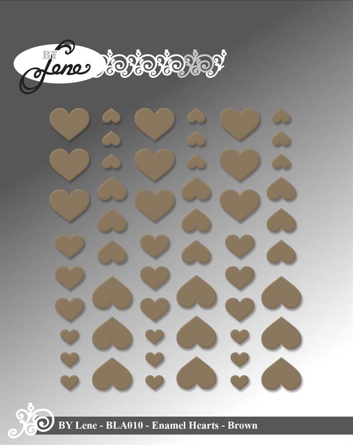 By Lene - Enamel Hearts BLA010 - Brun