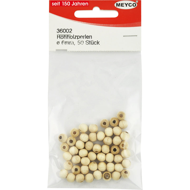 Meyco - Træperler 6 Mm. - Ca. 50 Stk.