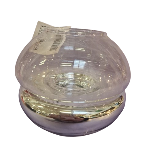 Casanova - Fyrfadsstage Med Glas Sølv - 12 Cm.