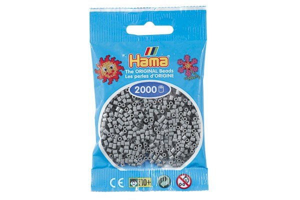 Hama - Mini Perler 2000 Stk. Grå - 501-17