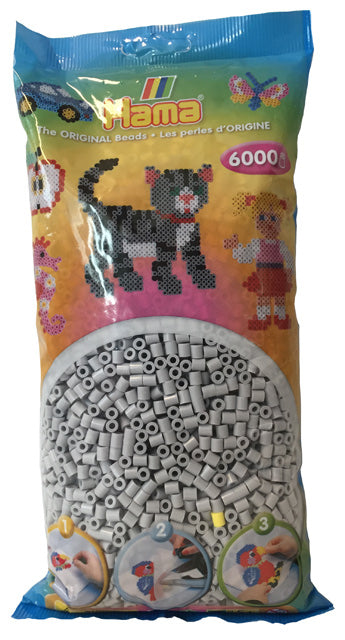 Hama - Midi Perler 6000 Stk. Lysegrå - 205-70