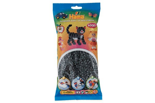 Hama - Midi Perler 6000 Stk. Mørkegrå - 205-71