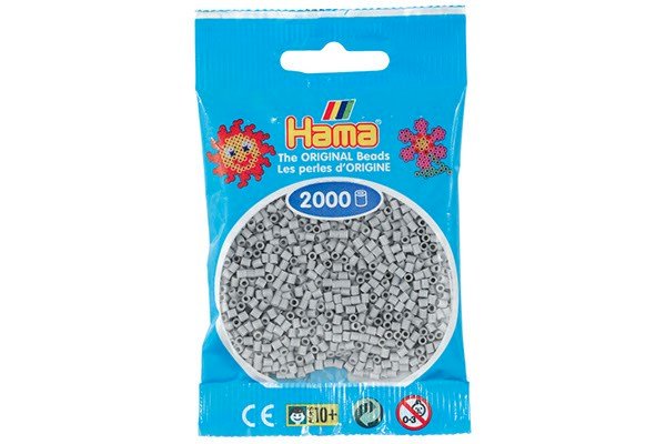 Hama - Mini Perler 2000 Stk. Lysegrå - 501-70