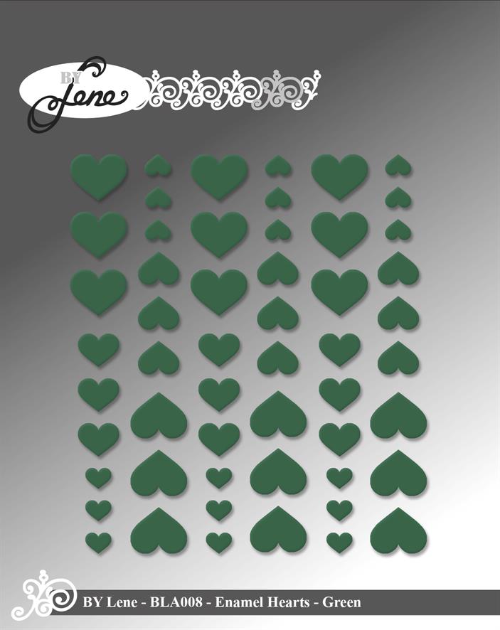 By Lene - Enamel Hearts BLA008 - Grøn