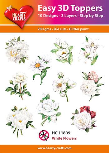 Hearty Crafts - Easy 3D Toppers White Flowers - HC 11809