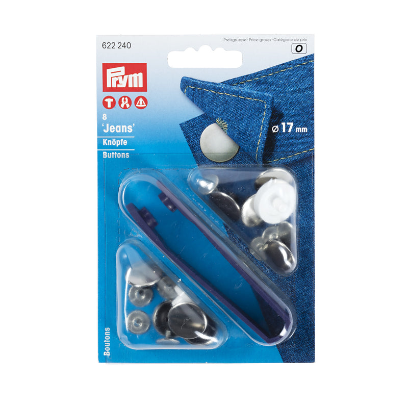 Prym - Jeansknapper 17 Mm. - Sølv