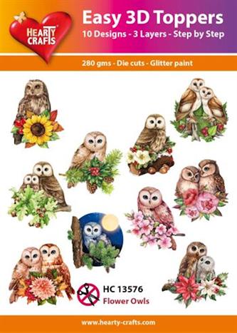 Hearty Crafts - Easy 3D Toppers Flower Owls - HC 13576