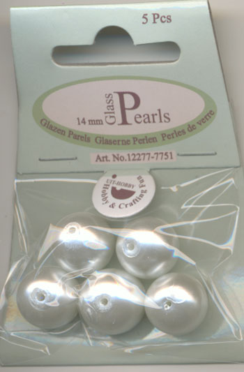 Danmore - Glasperle Hvid 14 Mm. - 5 Stk.