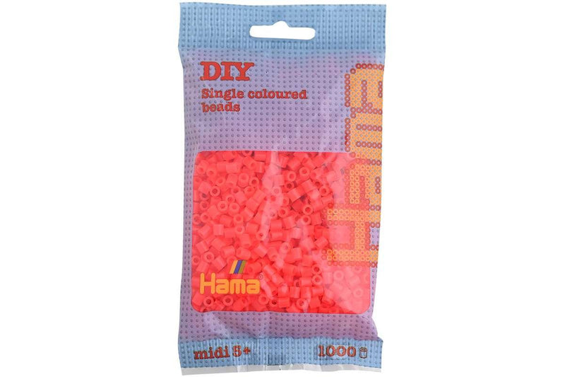 Hama - Midi Perler 1000 Stk. Neon Rød - 207-35