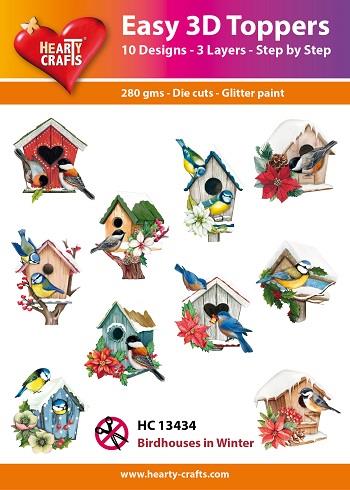 Hearty Crafts - Easy 3D Toppers Birdhouses In Winter - HC 13434