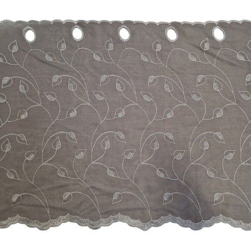Gardinlageret - Cafégardin Grå Blad H45 Cm. 2071 - Pr. Meter