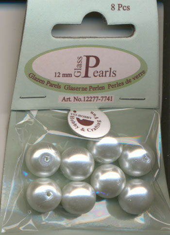 Danmore - Glasperle Hvid 12 Mm. - 8 Stk.