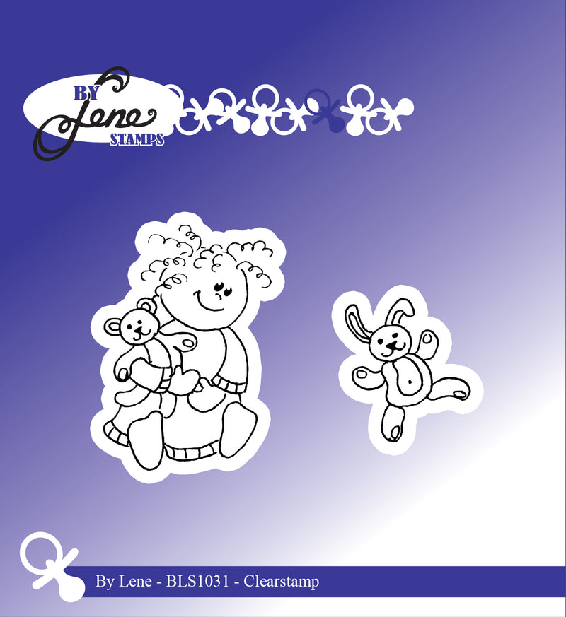 By Lene - Stempel Pige Med Bamse - BLS1031